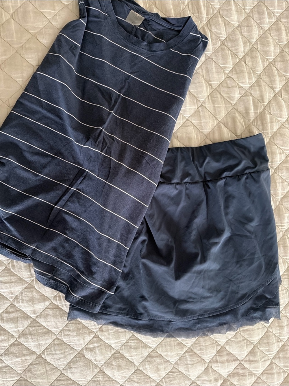 Women's Navy Stripe Tennis Skirt and Top - Calia